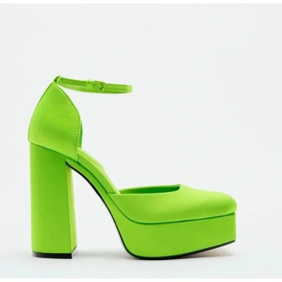Lime Green Platform Heels - Picture 2 of 9